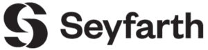 Seyfarth logo is a large stylized S in front of the word Seyfarth in all black letters.