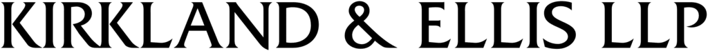Logo for Kirkland and Ellis law firm. Simply the name of the firm in an elegant, black font