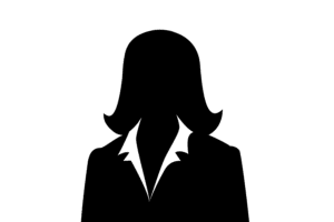 Black and white silhouette of a woman in a business suit