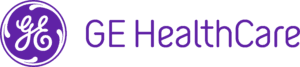 Stylized GE in a purple circle next to the purple words, GE HealthCare